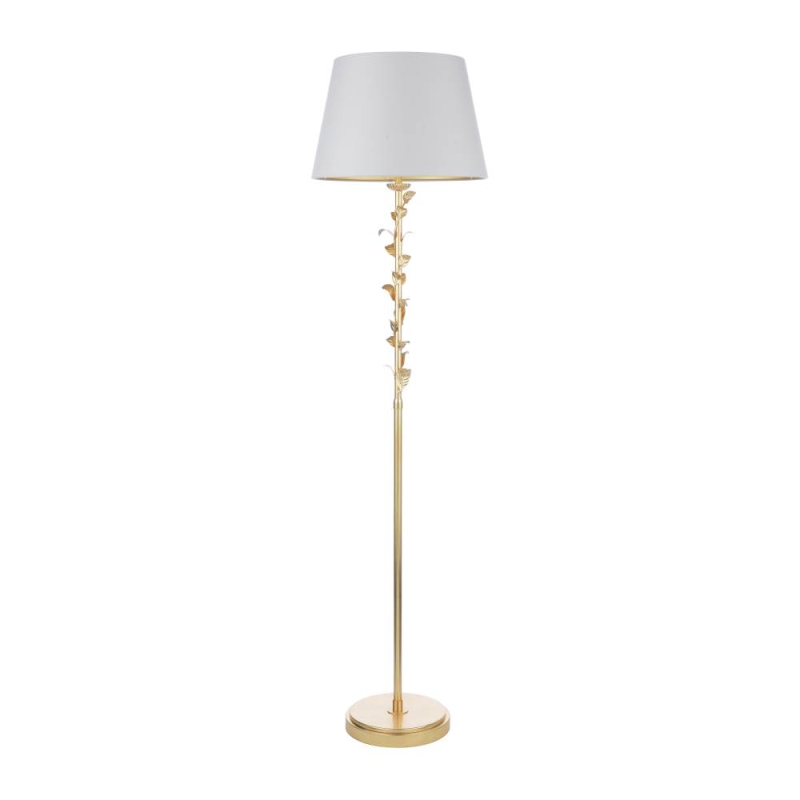 Laura Ashley Halton Floor Lamp Distressed Gold Leaf With Shade