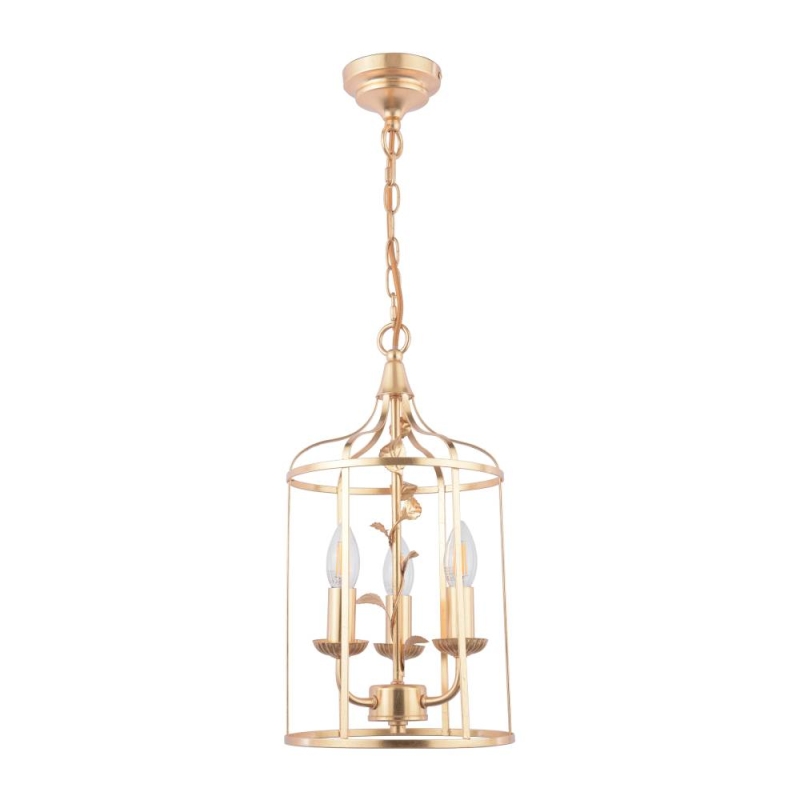 Laura Ashley Halton 3 Light Pendant Distressed Gold Leaf