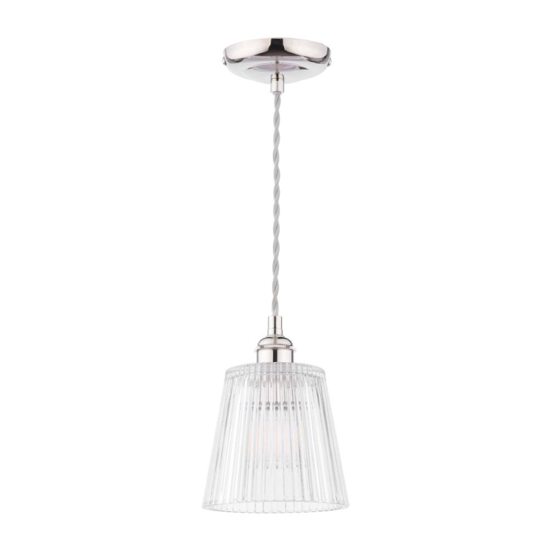 Laura Ashley Callaghan Pendant Polished Nickel & Ribbed Glass