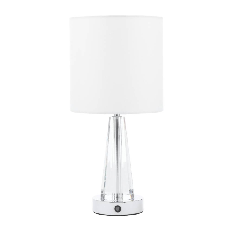 Laura Ashley Blake Rechargeable Table Lamp Polished Chrome & Crystal With Shade 