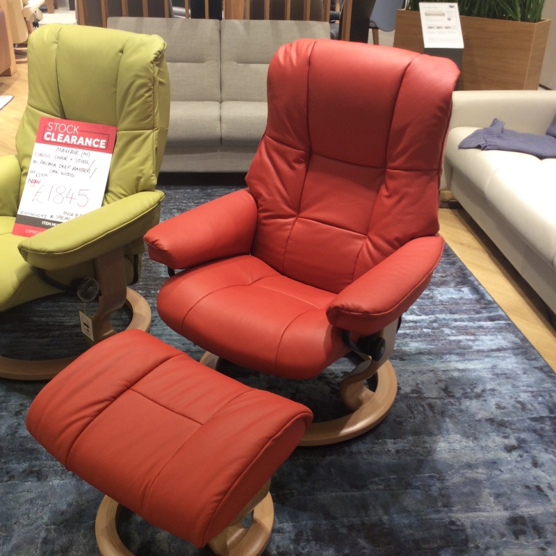 Stressless Mayfair Medium Classic Chair With Footstool In Henna (Bury St Edmunds)