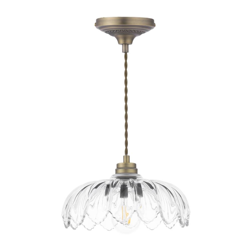 Laura Ashley Bexwell Pendant Matt Antique Brass & Glass