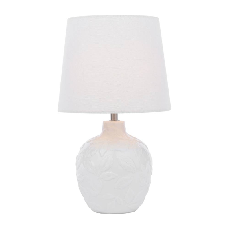 Laura Ashley Redhall Table Lamp White Ceramic & Polished Chrome With Shade
