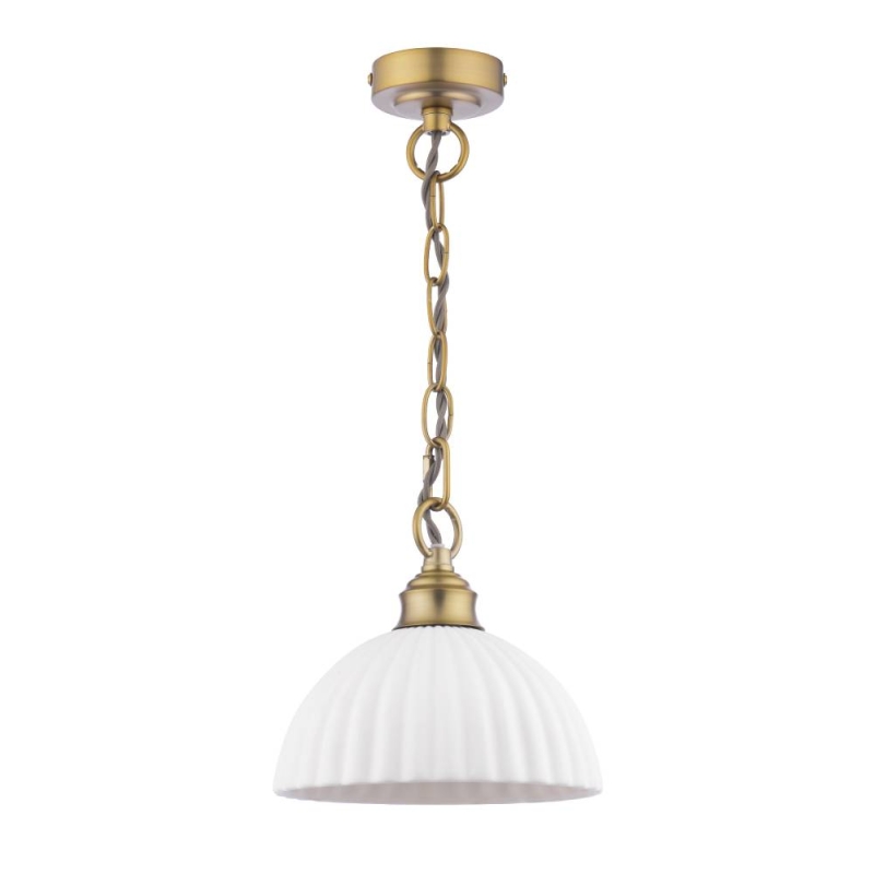 Laura Ashley Durford Pendant Matt Antique Brass & White