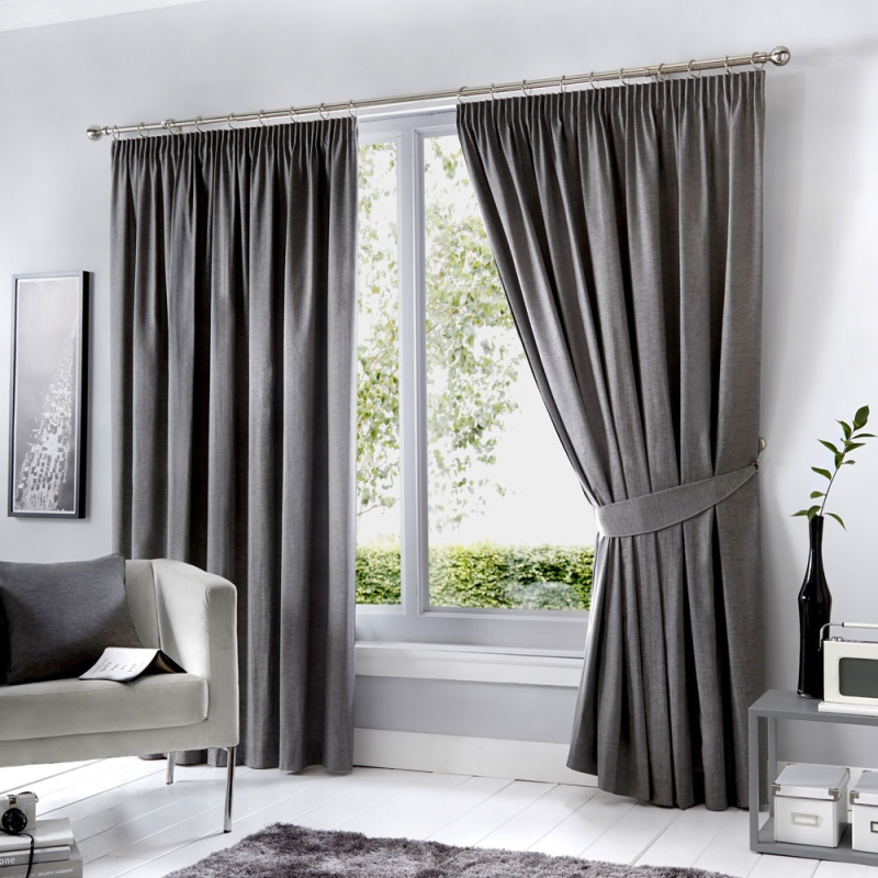 Fusion Dijon Pencil Headed Curtains Charcoal