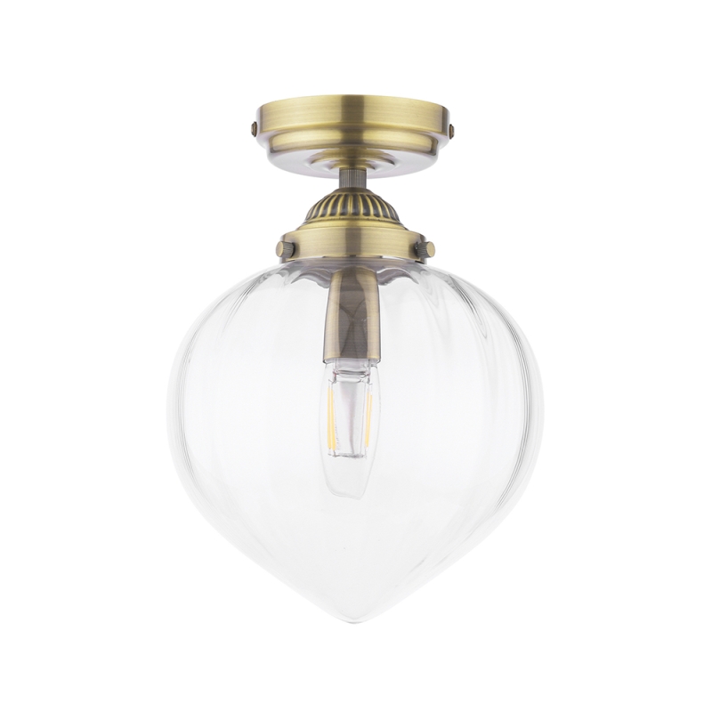 Laura Ashley Whitham Semi Flush Light Matt Antique Brass IP44