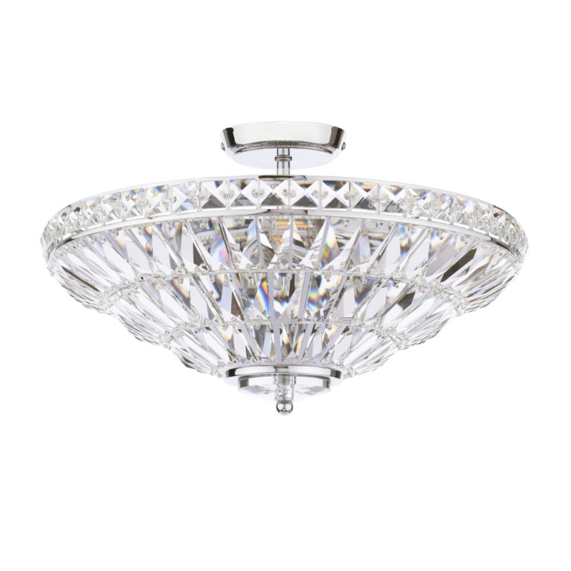 Laura Ashley Vienna 3 Light Semi-Flush Crystal & Polished Chrome