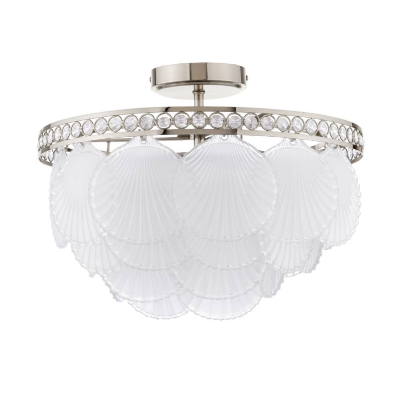 Laura Ashley Caverton 4 Light Semi-Flush Polished Nickel & White Glass