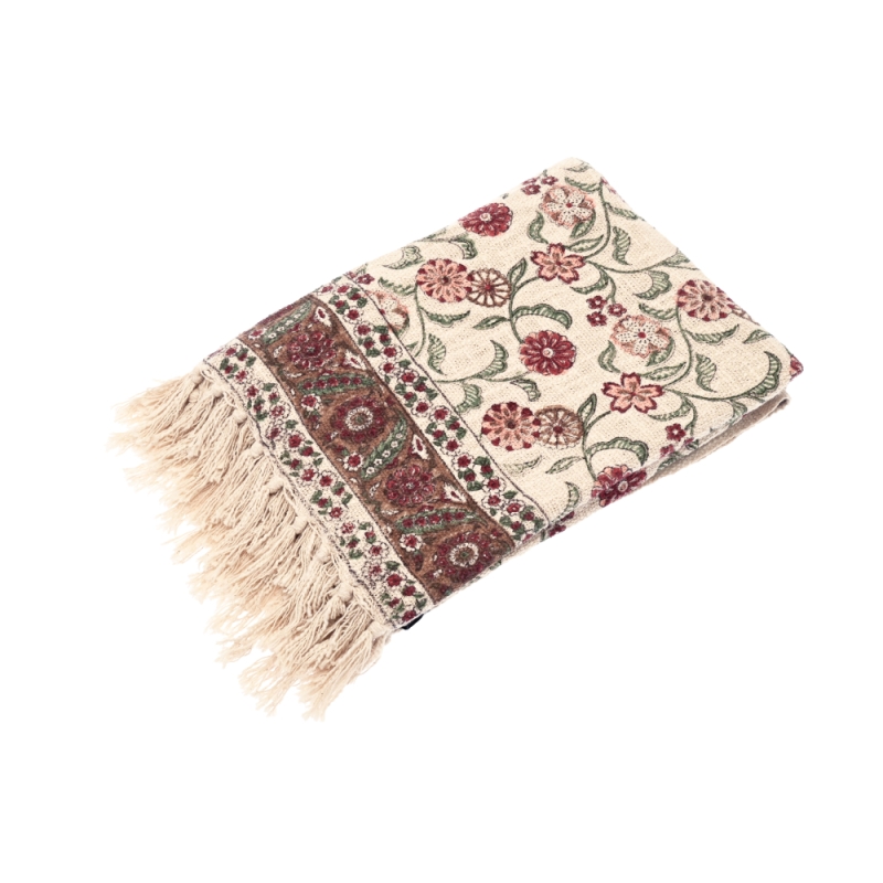 Walton & Co Hand Block Printed Throw Rosewood