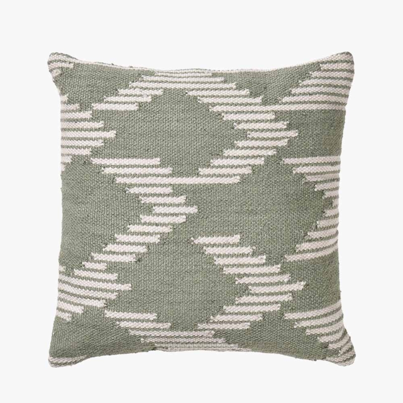 Indoor Outdoor Sage & White Chevron Design Scatter Cushion 
