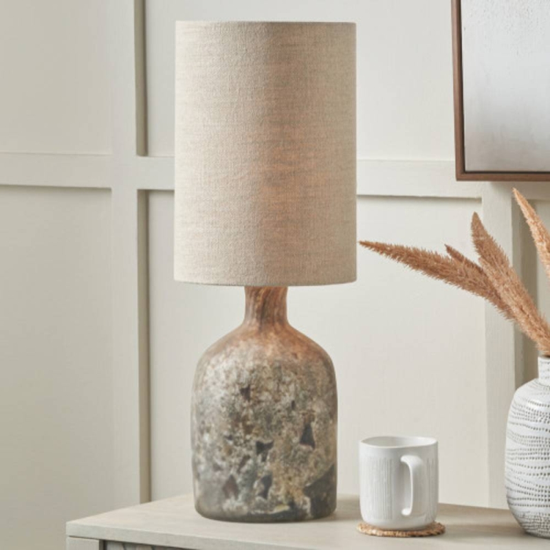 Palmino Brown Organic Glass Bottle Table Lamp