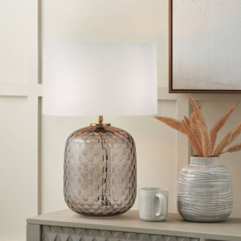 14V-SC Camille Lrg Smoke Grey Circle Design TL W/Harry 34cm Ivory Shd