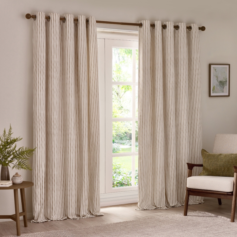 Hebden Eyelet Headed Curtains Lined Natural