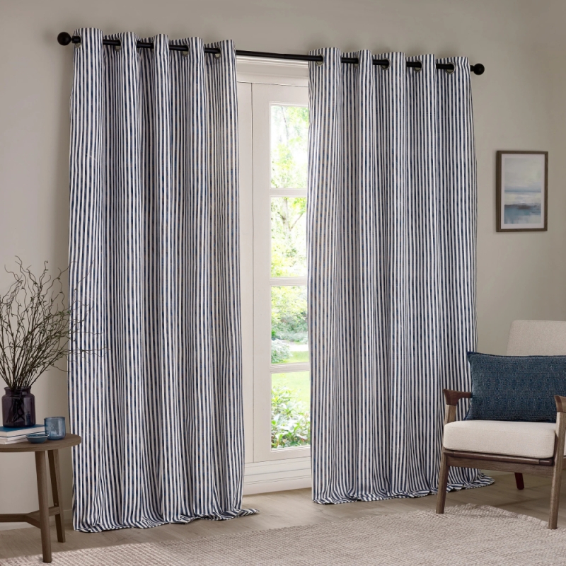 Hebden Eyelet Headed Curtains Lined Navy