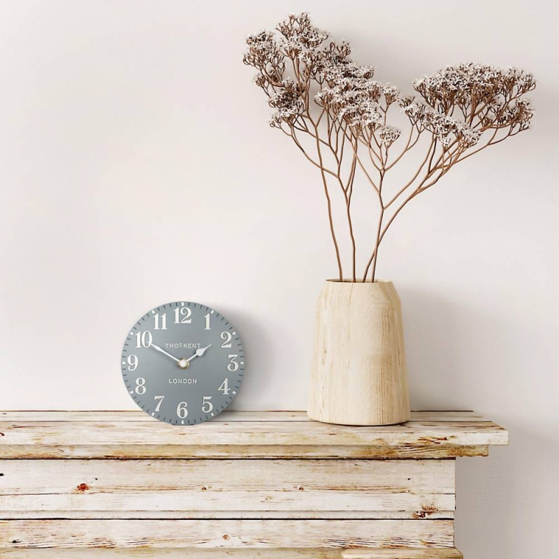 6" Arabic Mantel Clock Flax Blue