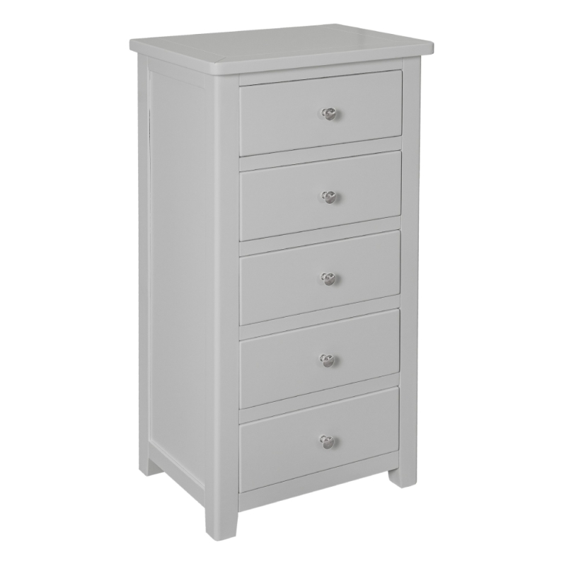 Hamilton 5 drawer narrow chest grey