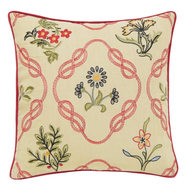 William Morris Strawberry Thief Kelmscott Trellis 40 x 40CM Cushion Crimson