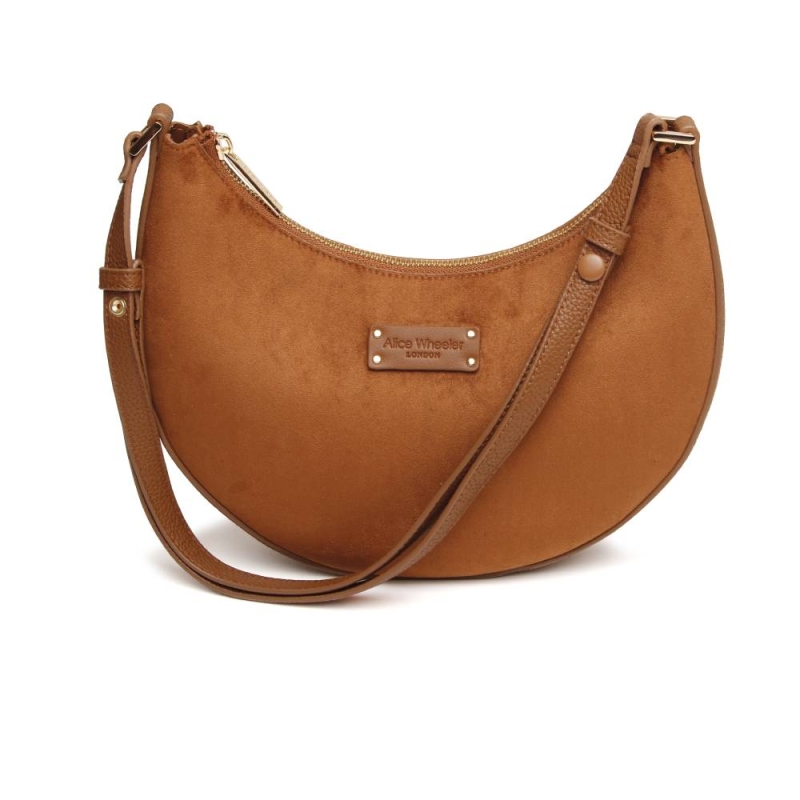 Alice Wheeler Fudge Suede Kensington Shoulder Cross Body Bag