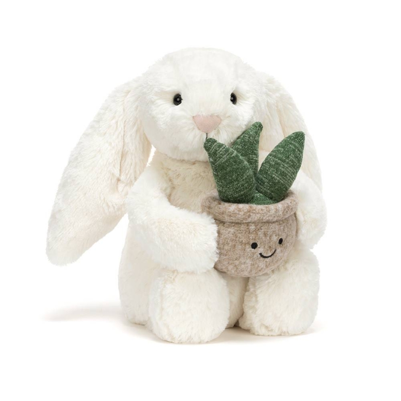Cream Bunny With Plant