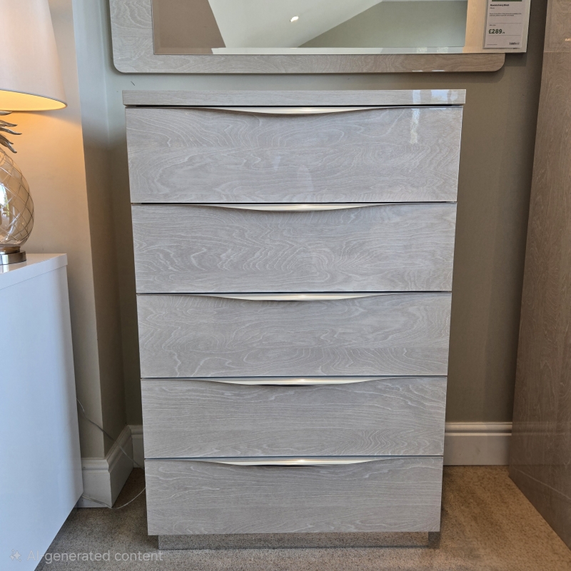 Havana Ivory Birch 5 Drawer Tallboy (Ipswich)