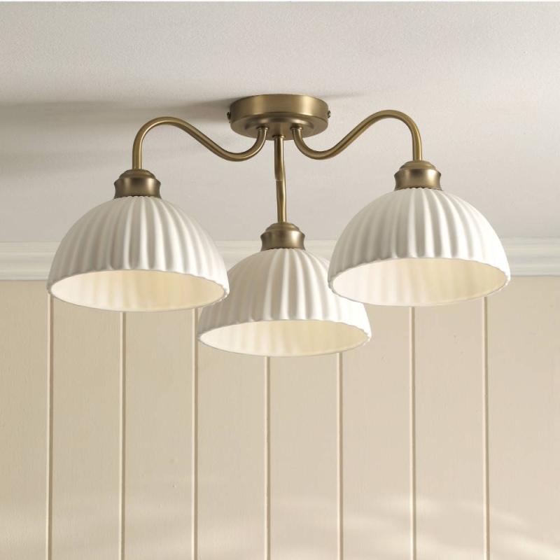 Laura Ashley Durford 3 Light Semi Flush Matt Antique Brass