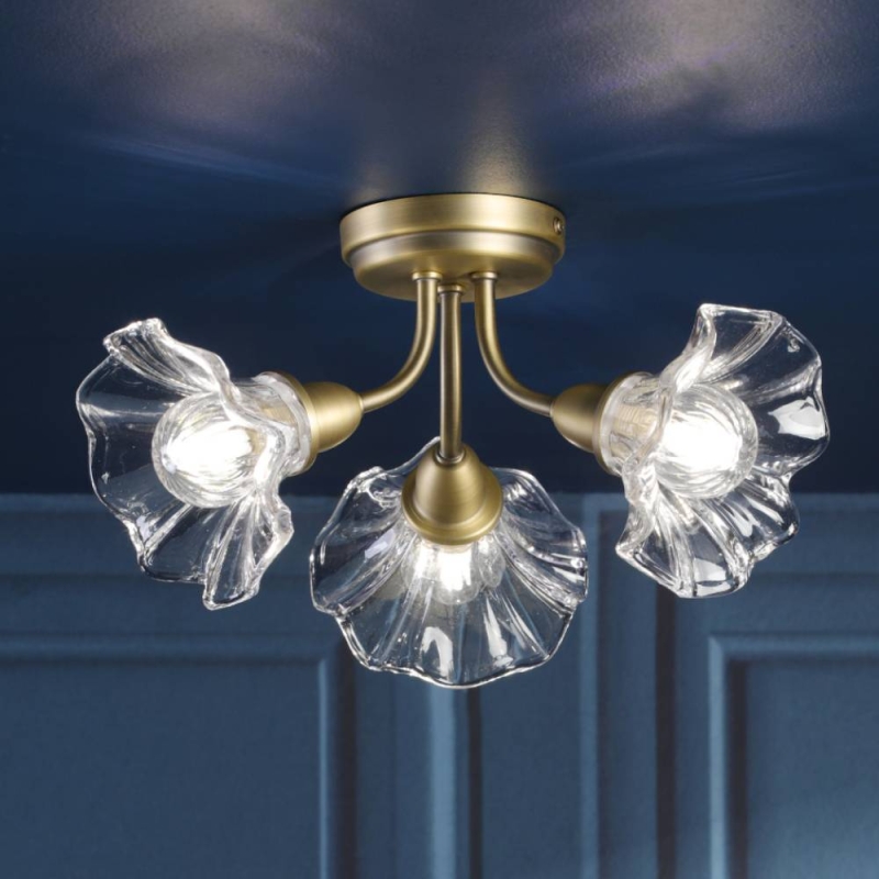 Laura Ashley Kerswell 3 Light Semi Flush Matt Antique Brass