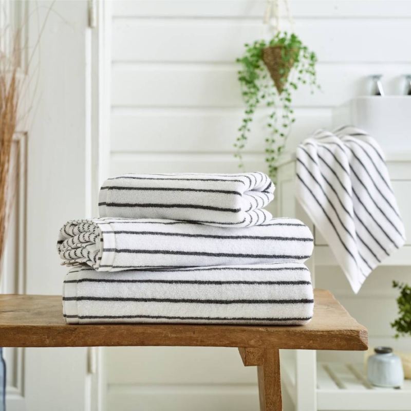 Malmo Stripe Towel White Grey