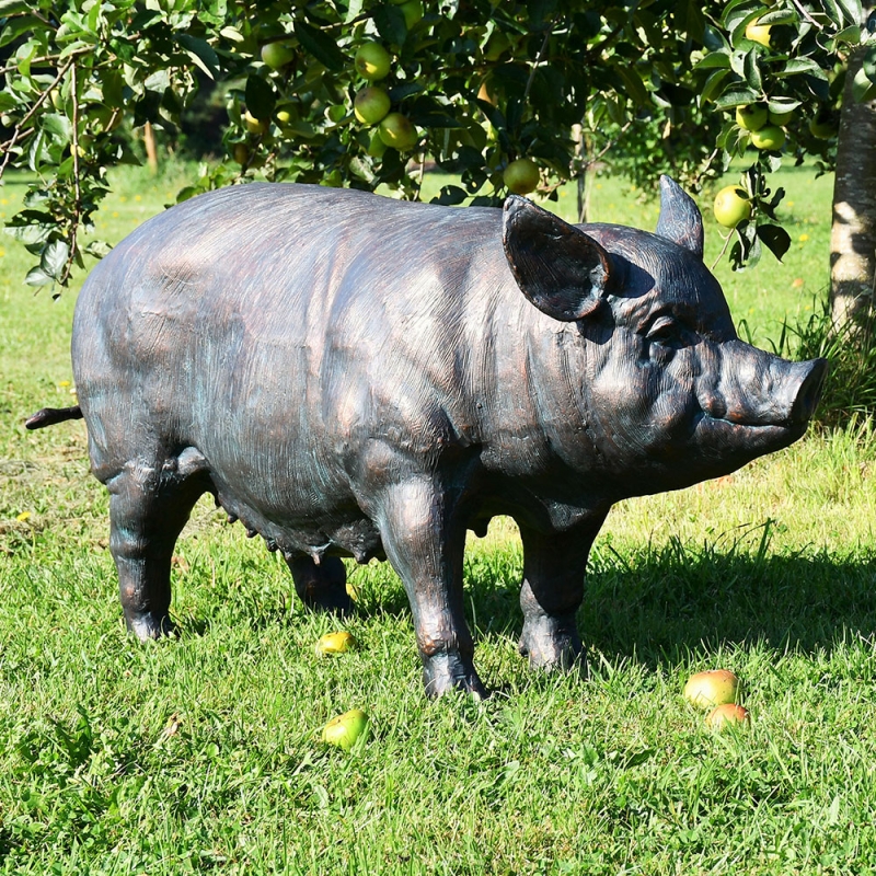 Standing Watchful Pig - Garden Sculpture