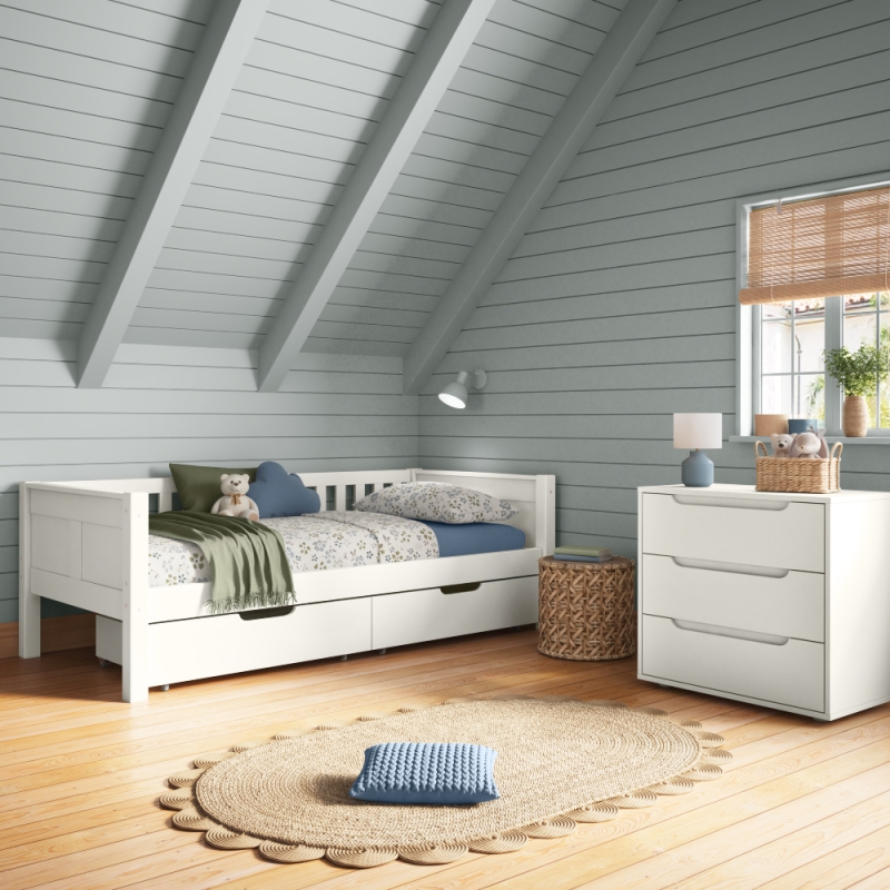 Arven Junior Bed + 2 Drawers White