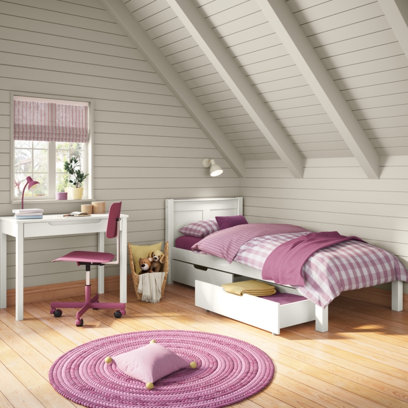 Arven Single Bed + 2 Drawers White