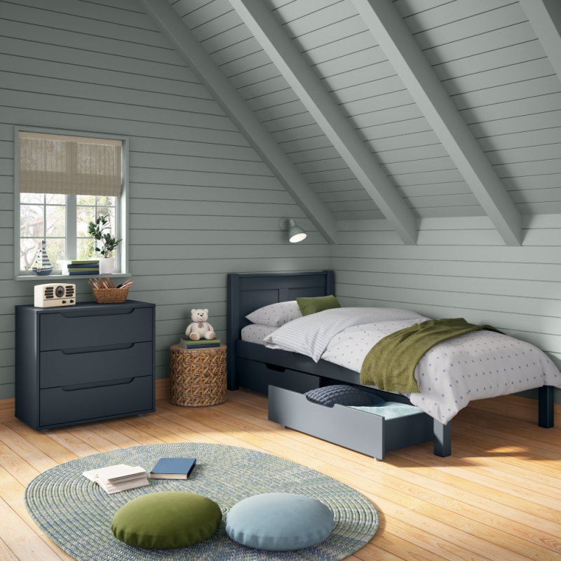 Arven Single Bed + 2 Drawers Blue