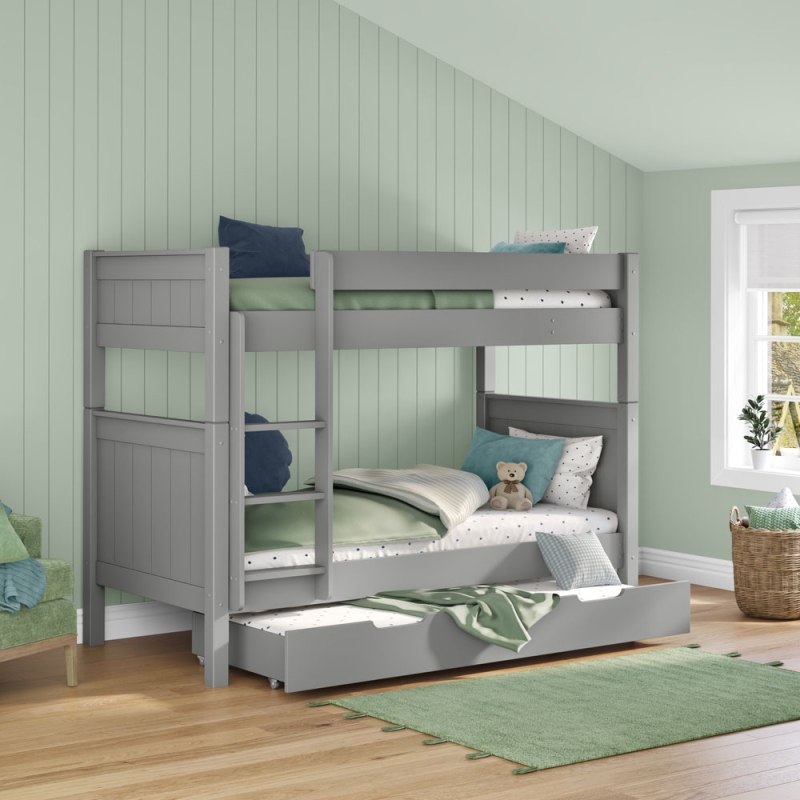CGBNKTBM classic bunk bed grey with trundle + trundle mattress