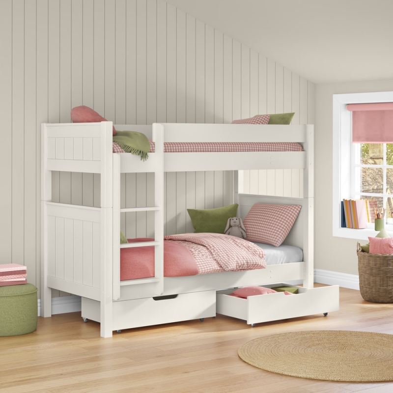 CWBNKPD classic bunk bed white with drawers