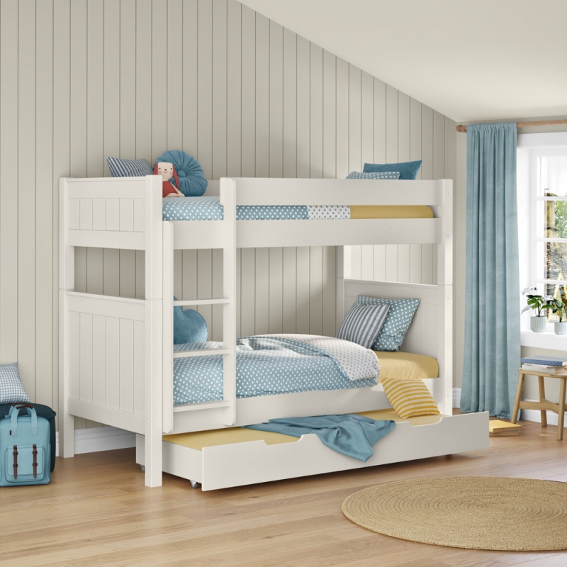 CWBNKTBM classic bunk bed white with trundle + trundle mattress