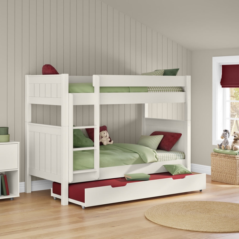 CWTBNK classic bunk bed white with open trundle