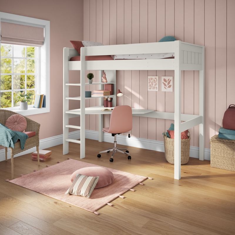 CWHI classic high sleeper white desk + shelving