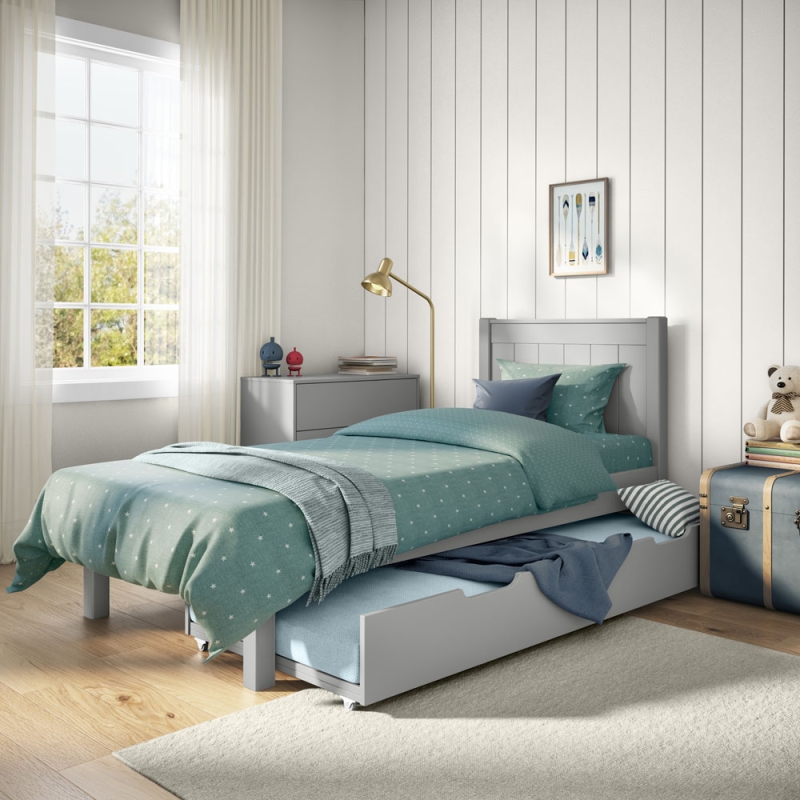 CGTLES classic low end single bed grey open trundle