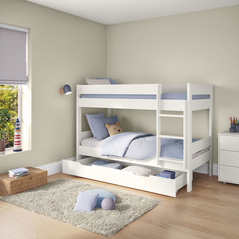 COMBNKT Compact detachable bunked + trundle drawer white