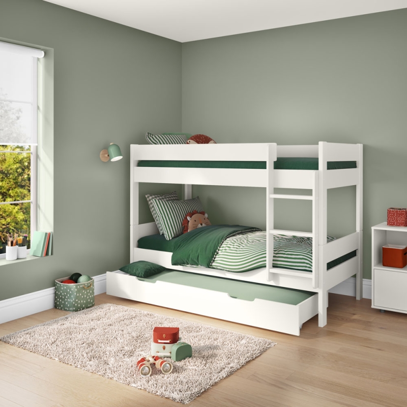COMBNKTBM Compact detachable bunked Trundle drawer + Trundle Mattress White