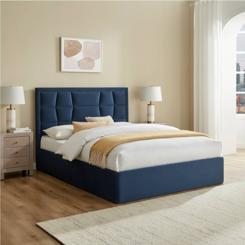Carmella Ottoman Bed Frame Navy Blue 