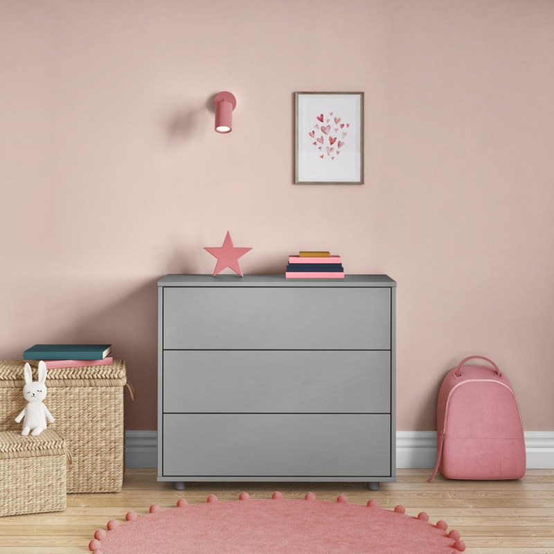 3 Drawer Chest Push Drawers Grey