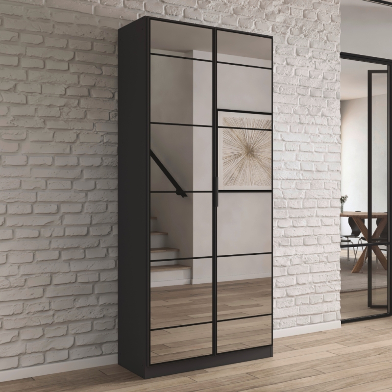 Boston 5J85 2 Door 2 Mir Wardrobe Grey