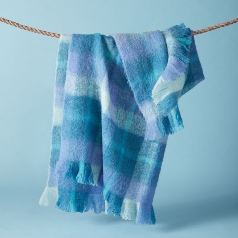 BG Highland Check Throw Sea Blue