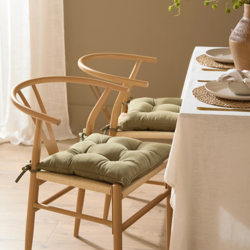 Slub Cotton 40cm Seat Pad Moss