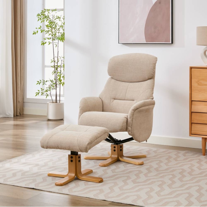 Eema Swivel Recliner Chair & Footstool - Seashell
