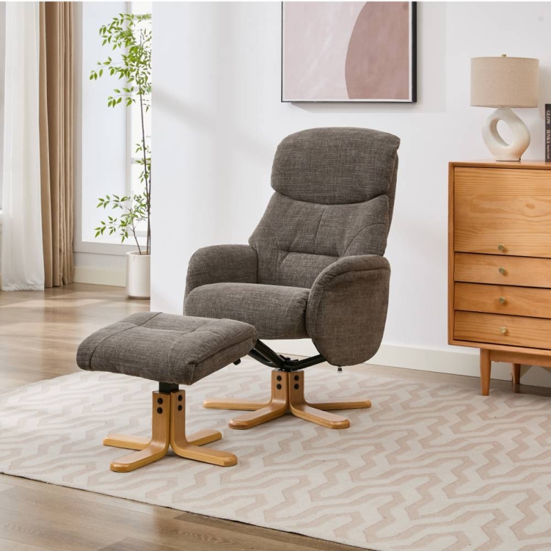 Eema Swivel Recliner Chair & Footstool - Thunder