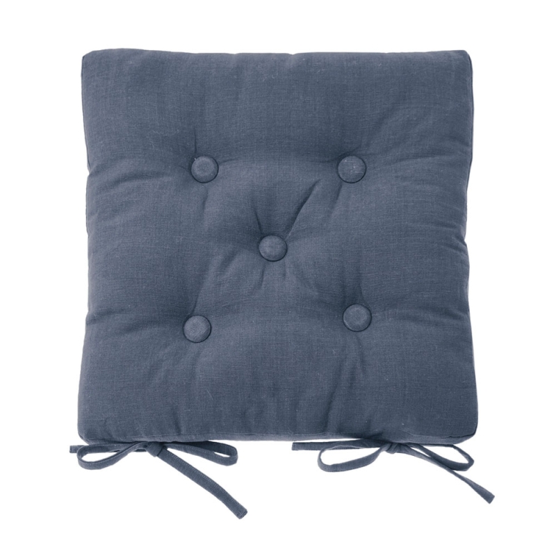 Seat Pad With Ties Slate Blue