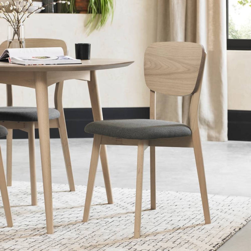 Darby Scandi Oak Veneer Back Dining Chair Cold Steel 