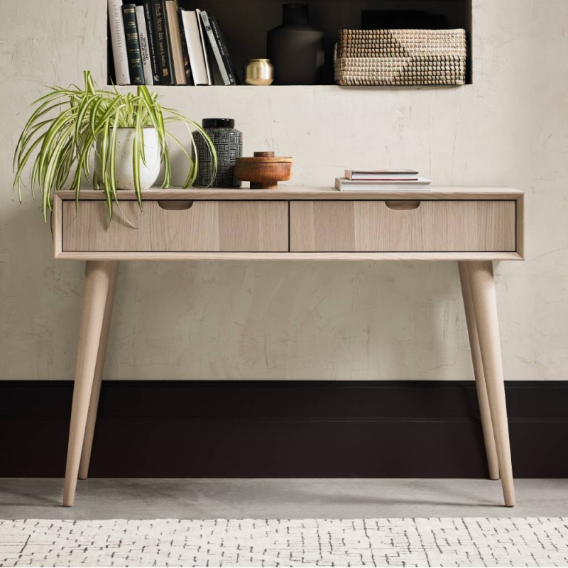 Darby Scandi Oak Console Table With Drawers