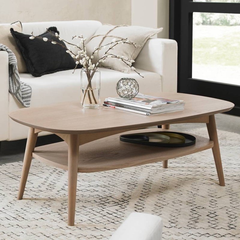 Darby Scandi Oak Coffee Table With Shelf